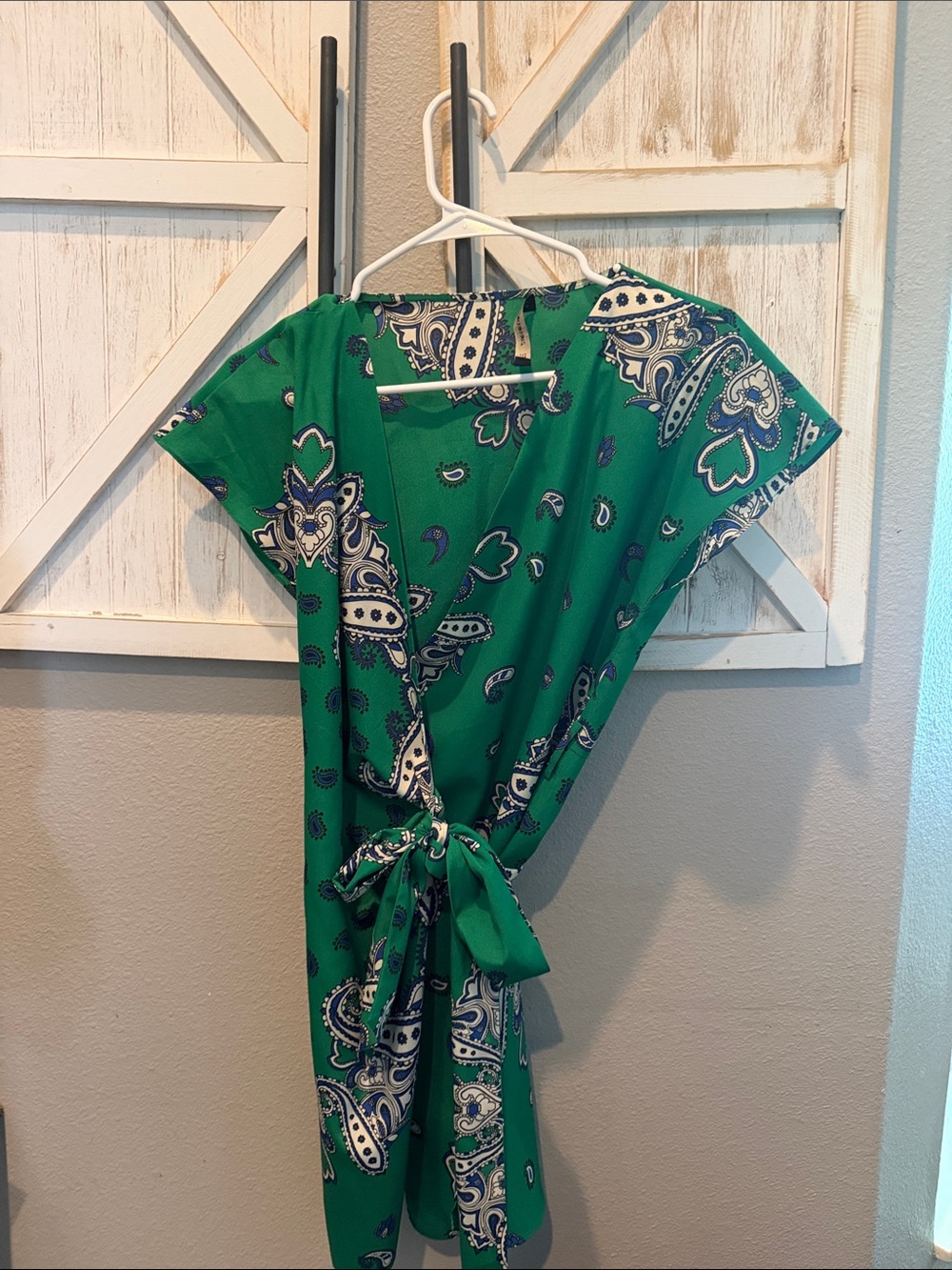 Zara med Green Paisley Wrap Dress with Tie ptp 19